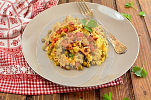 Chicken Risotto with Vegetables and Turmeric