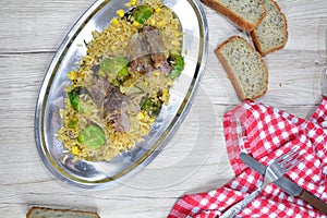 Lamb Risotto with Brussel Sprouts and Corn