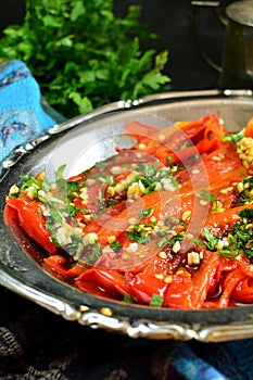 Roasted Garlic Peppers with Olive Oil and Parsley