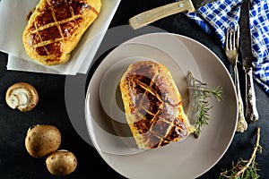 Vegan Mushroom Wellington -with portobello mushrooms, spinach and cashews. photo