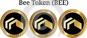 Set of physical golden coin Bee Token (BEE)