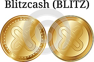 Set of physical golden coin Blitzcash BLITZ