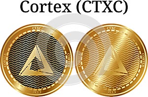 Set of physical golden coin Cortex (CTXC)