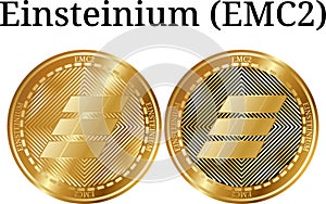 Set of physical golden coin Einsteinium EMC2