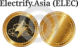Set of physical golden coin Electrify.Asia ELEC