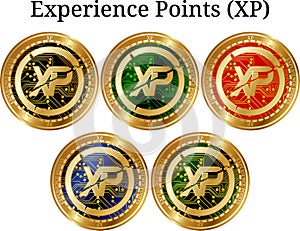 Set of physical golden coin Experience Points XP