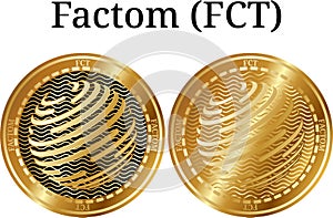 Set of physical golden coin Factom FCT