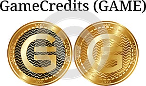 Set of physical golden coin GameCredits GAME photo