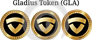Set of physical golden coin Gladius Token GLA
