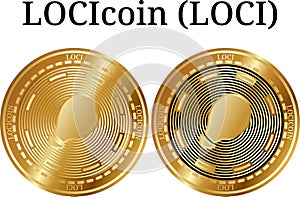 Set of physical golden coin LOCIcoin (LOCI) photo