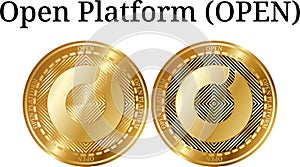 Set of physical golden coin Open Platform OPEN