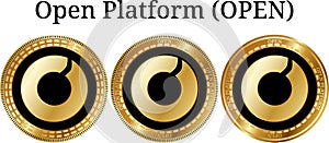 Set of physical golden coin Open Platform OPEN