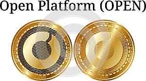 Set of physical golden coin Open Platform OPEN