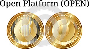Set of physical golden coin Open Platform OPEN