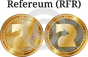 Set of physical golden coin Refereum RFR