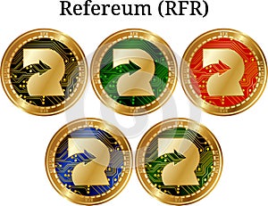 Set of physical golden coin Refereum RFR