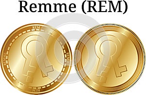 Set of physical golden coin Remme REM