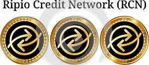 Set of physical golden coin Ripio Credit Network RCN