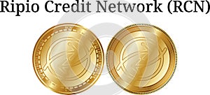 Set of physical golden coin Ripio Credit Network RCN