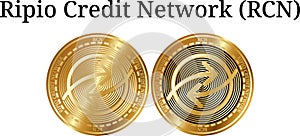 Set of physical golden coin Ripio Credit Network RCN