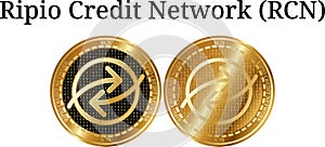 Set of physical golden coin Ripio Credit Network RCN