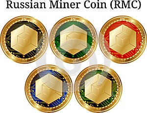 Set of physical golden coin Russian Miner Coin RMC