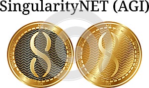 Set of physical golden coin SingularityNET AGI