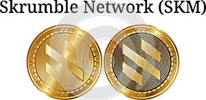 Set of physical golden coin Skrumble Network SKM photo