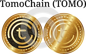 Set of physical golden coin TomoChain TOMO