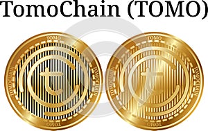 Set of physical golden coin TomoChain TOMO