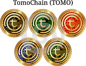 Set of physical golden coin TomoChain TOMO photo