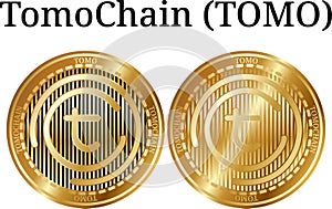 Set of physical golden coin TomoChain TOMO photo