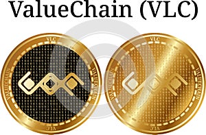 Set of physical golden coin ValueChain VLC photo