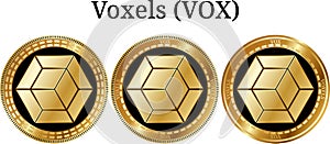 Set of physical golden coin Voxels VOX
