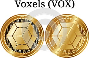 Set of physical golden coin Voxels VOX