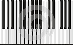 Set of piano keys in illustration, black and white.