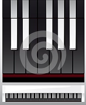 Set of piano keys in illustration, black and white