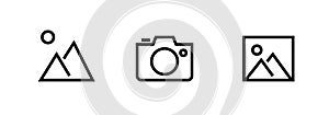 Set of Picture, Camera, Image icons. Editable line vector.