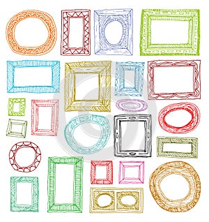 Set picture frames, hand drawn vector illustration.