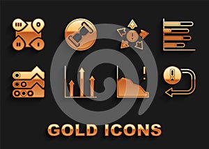 Set Pie chart infographic, Arrow, Financial growth decrease, Graph, chart, diagram, Many ways directional arrow