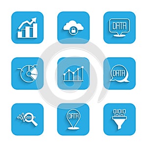 Set Pie chart infographic, Data analysis, Binary code, Search data, and Financial growth icon. Vector