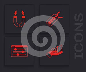 Set Pie chart infographic, Magnet, SEO optimization and Browser setting icon. Vector