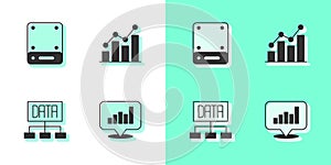 Set Pie chart infographic, Server, Data analysis and icon. Vector