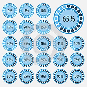 Set of pie charts for business infographics.Progress bar for web design.3d infographic elements.Blue style