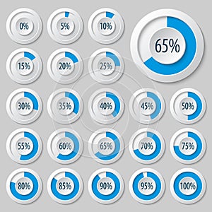 Set of pie charts for business infographics.Progress bar for web design.3d infographic elements.Blue White Style