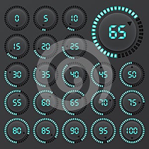 Set of pie charts for business infographics.Progress bar for web design.3d infographic elements.Dark blue style