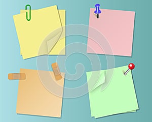 Set pieces of paper of different colors