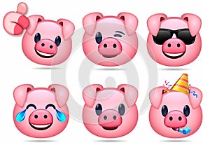 Illustration emoticon pig set set cartoon isolated photo