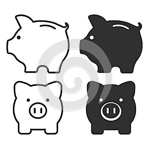 Set of piggy bank icon. Money saving, economy, investment, banking or business services concept. Vector illustration