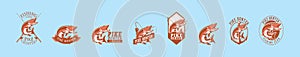 Set of pike fish logo cartoon icon design template with various models. vector illustration isolated on blue background